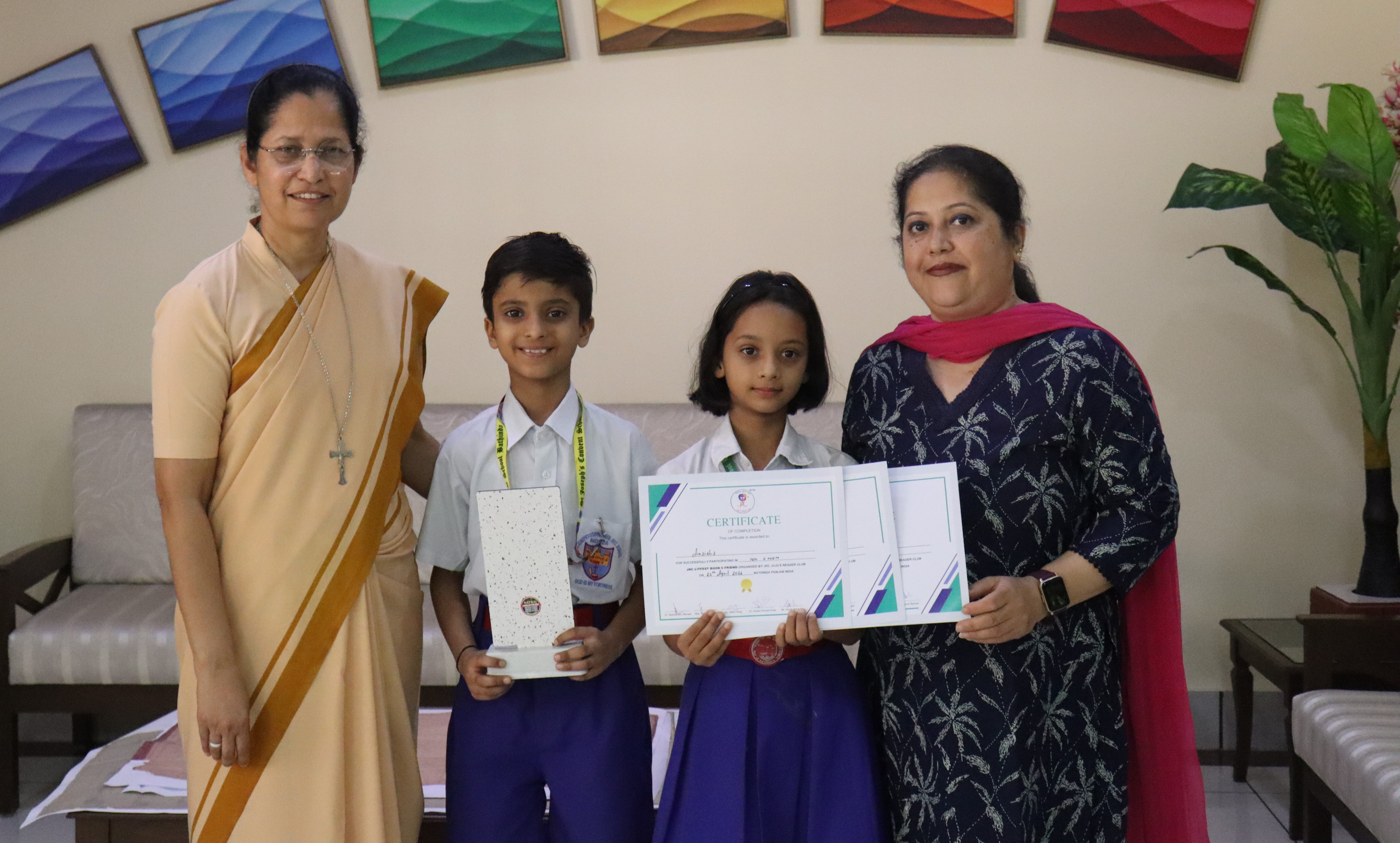 A TROPHY AND A CERTIFICATE AT JRC LITFEST